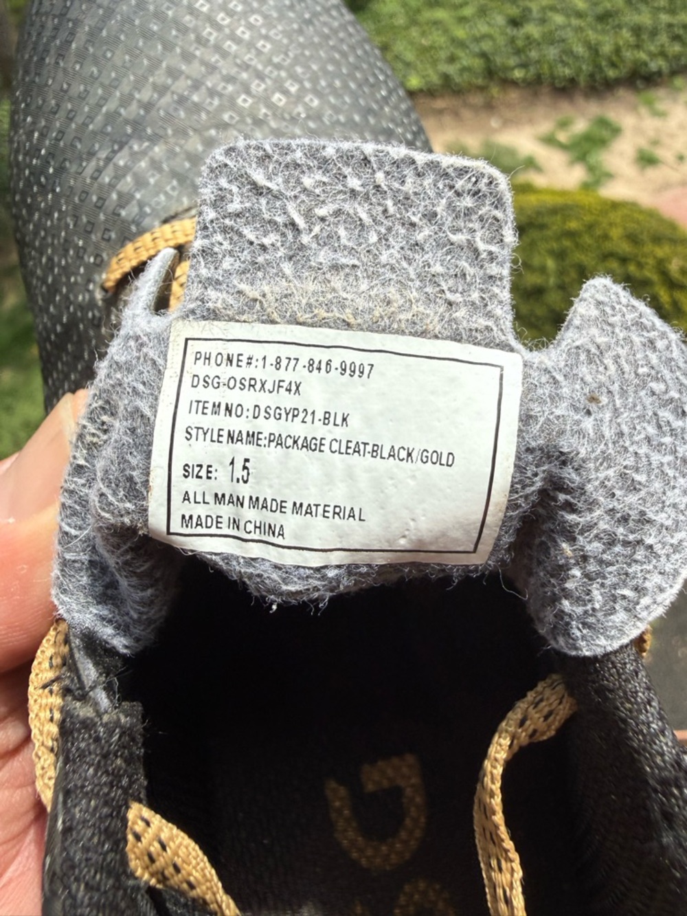 DSG Kids "Speed Viper" Black and Gold Soccer Cleats - Picture 4 of 4